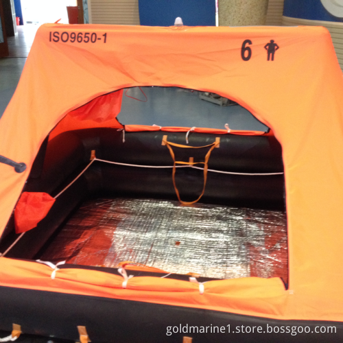Throw-overboard inflatable life raft